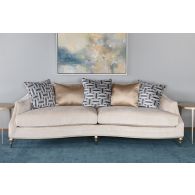 Blush Taupe Curved Arm Sofa With Toss Pillow Back