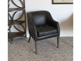 Dark Brown Leather Arm Chair with Nailhead Trim