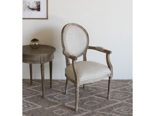 Natural Linen Louis Round Arm Chair