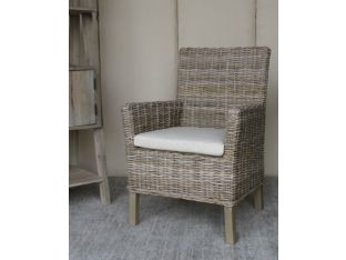 Rattan Arm Chair With Off-White Cushion