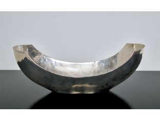 Silver Hammered Metal Serving Bowl