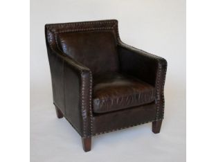 Cigar Leather Club Chair with Nailhead Trim
