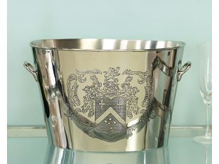 Etched Crest Nickel Champagne Cooler - Cleared