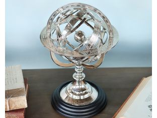 Small Etched Nickel Armillary - Cleared