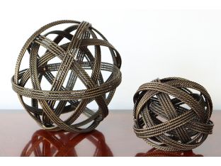 Brass Rolled String Balls Set Of 2 - Cleared