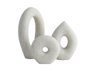 Set Of 3 Ivory Stone Objects - Cleared Décor