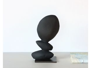 Matte Charcoal Stacked Rocks Sculpture - Cleared