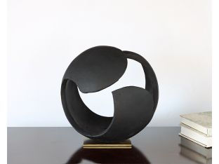 Open Abstract Charcoal Orb Sculpture - Cleared