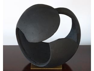 Open Abstract Charcoal Orb Sculpture - Cleared
