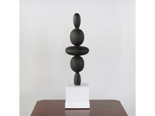 Tall Stacked Rocks Sculpture On Marble Base-Cleared