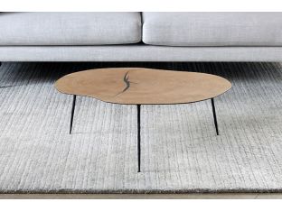 Low White Oak Coffee Table with Forged Steel Legs
