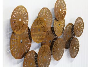 Multiple Brass Discs Wall Sculpture - Cleared Decor