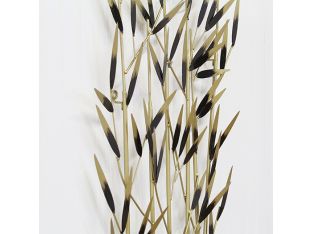 Black And Brass Bamboo Reeds Wall Sculpture - Cleared Decor