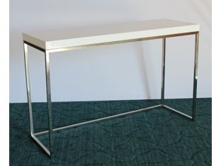 High Gloss White Desk with Stainless Steel Base