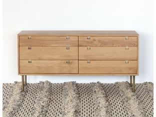 Danish Modern Style Natural Oak 6 Drawer Dresser