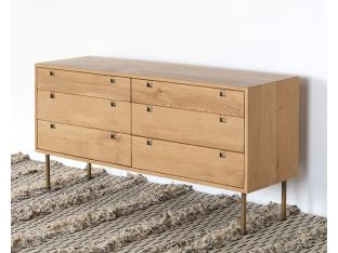 Danish Modern Style Natural Oak 6 Drawer Dresser