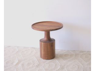 Circular Solid Acacia Wood End Table