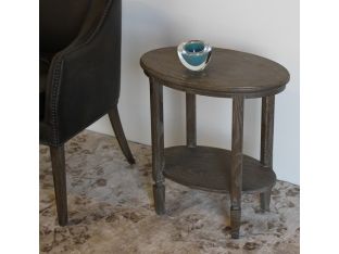 Oval Weathered Oak End Table