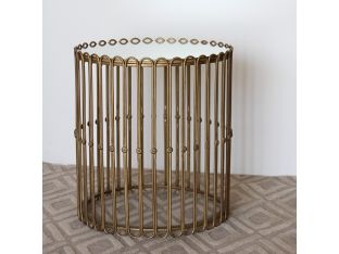 Gilded Wire Drum Side Table