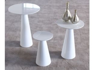 High Gloss White Tall Tower End Table