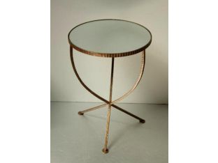 Antiqued Gold End Table with Mirrored Top