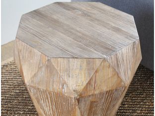 Reclaimed Elm Faceted End Table