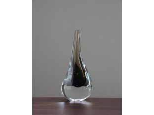 Olive Green Hand Blown Glass Droplet Object - Cleared Décor