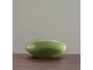 Pea Green Hand Blown Glass Stone Object - Cleared Décor
