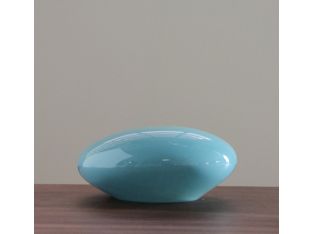 Blue Hand Blown Glass Stone Object - Cleared Décor
