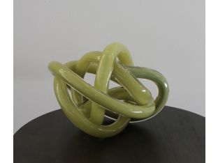 Large Pea Green Hand Blown Glass Wrap Object - Cleared Décor