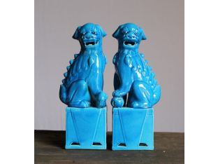 Pair of Turquoise Sitting Foo Dogs
