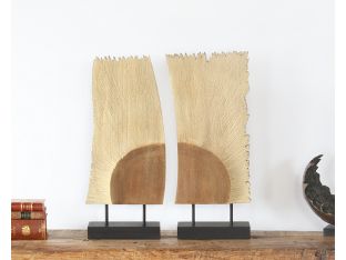Pair Of Wood Abstract Figures - Cleared Decor