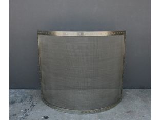 Curved Iron Mesh Riveted Brass Fireplace Screen