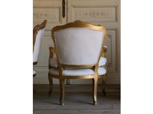 Vintage Louis XV Gold Gilt Upholstered Lounge Chair