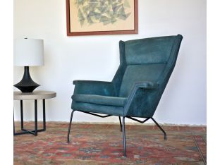 Modern Suede Lounge Chair In Dark Teal