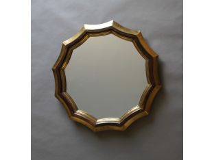 Scalloped Walnut Mirror with Antique Brass Foil