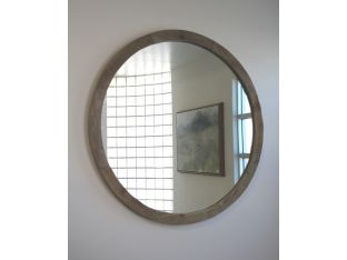 Large Round Reclaimed Natural Wood Mirror