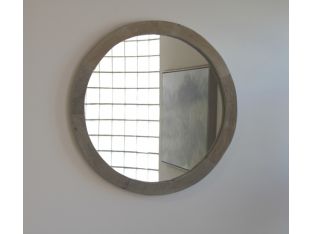 Small Round Reclaimed Natural Wood Mirror