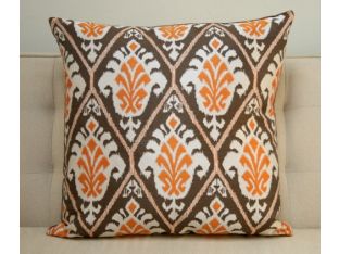 Brown and Orange Ikat Pillow