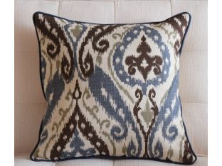 Blue and Brown Ikat Pillow
