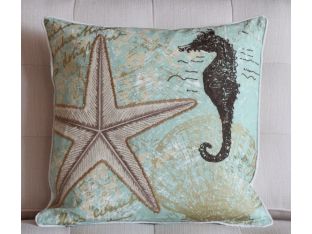 Seahorse and Starfish Pillow