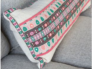 Pink And Green Boho Pillow