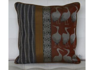 Japanese Heron Square Pillow, Vintage Early 1900's Textiles