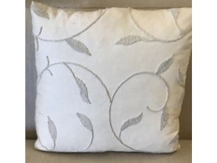 Cream Pillow With Leaf Design