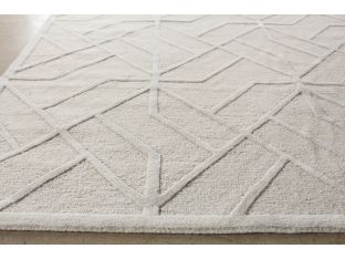 8' x 10' Antique White and Stone Hand-tufted Wool Pattern Rug