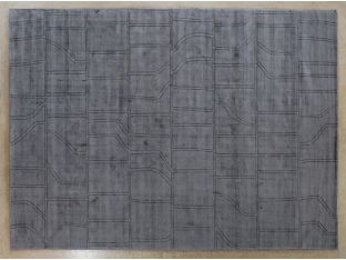 9' X 12' Gray Hand Knotted Carved Rug