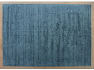 9' X 12' Blue Hand Knotted Geometric Carved Rug
