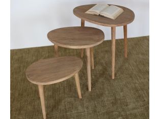 Set of 3 Hardwood Nesting Tables in Natural Finish