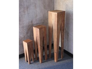 Set of 3 Natural Sheesham Wood Nesting Tables