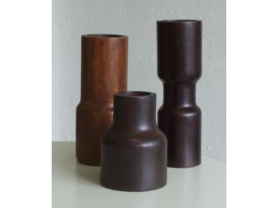 Set of 3 Assorted Wood Vases